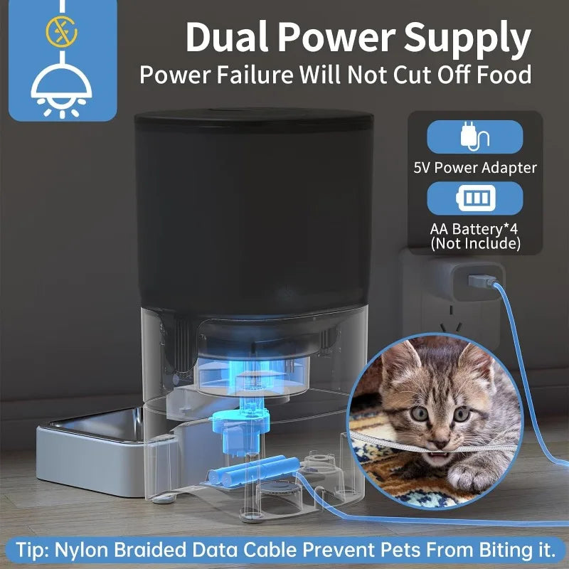 WiFi Smart Cat and DOG Feeder by PAPIFEED Detachable for Easy Clean with Remote Feeding Control via APP