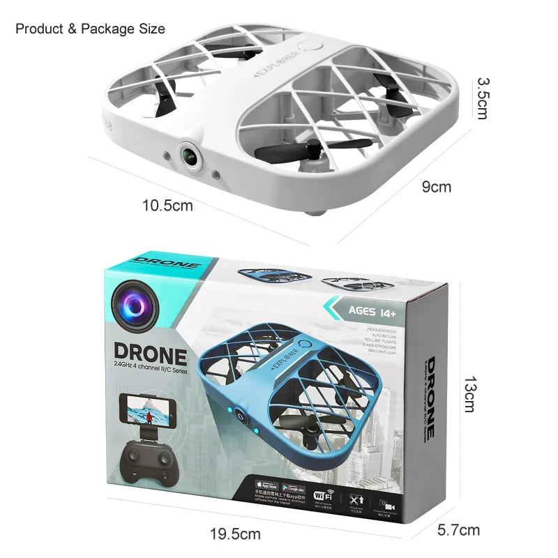 Drone H107 8K Professional HD ( 4 side protected ) 4K Drone Camera Wifi FPV Remote Control Quadcopter with Camera Pocket Ideal Gift for Boys