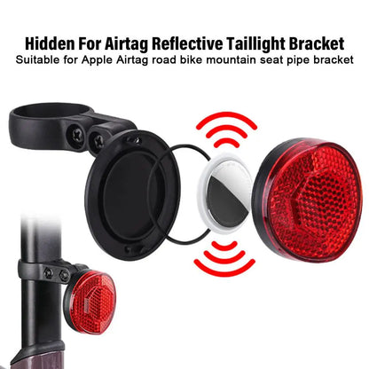 Air Tag Bike Reflective Tail Light Smart Safety Warning Lamp Hidden Mount Bicycle Rack